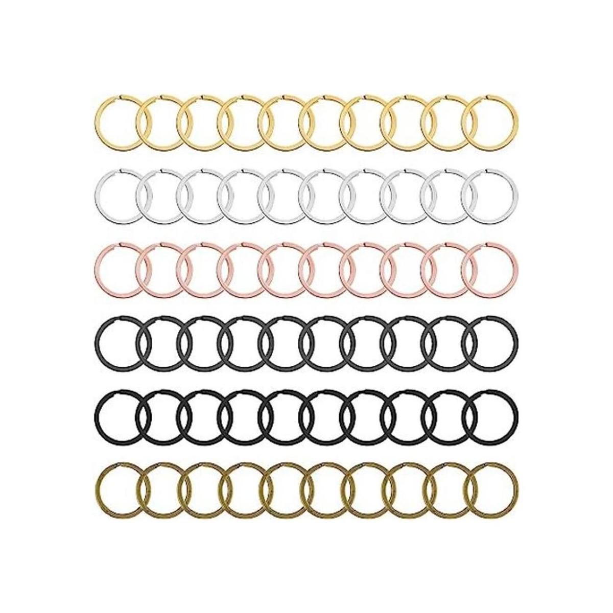 60 anillos planos de metal llavero anillo redondo plano