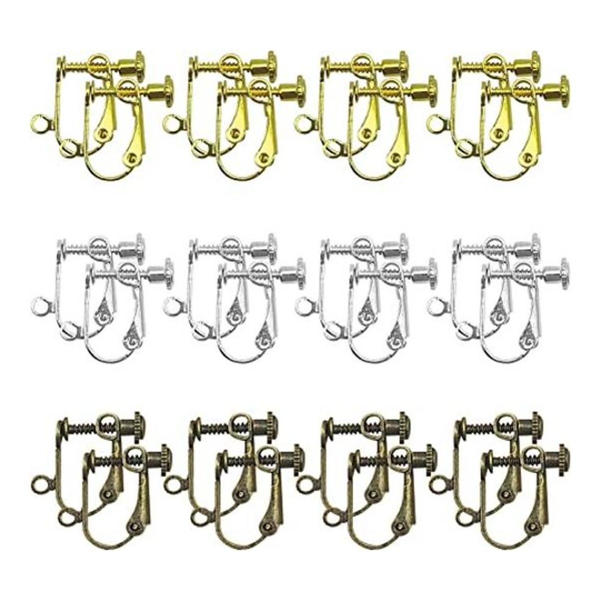 24 piezas de aretes con clip y componentes convertidores