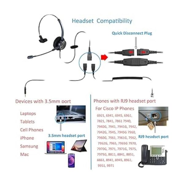 MAIRDI Auriculares de teléfono con micrófono con_4