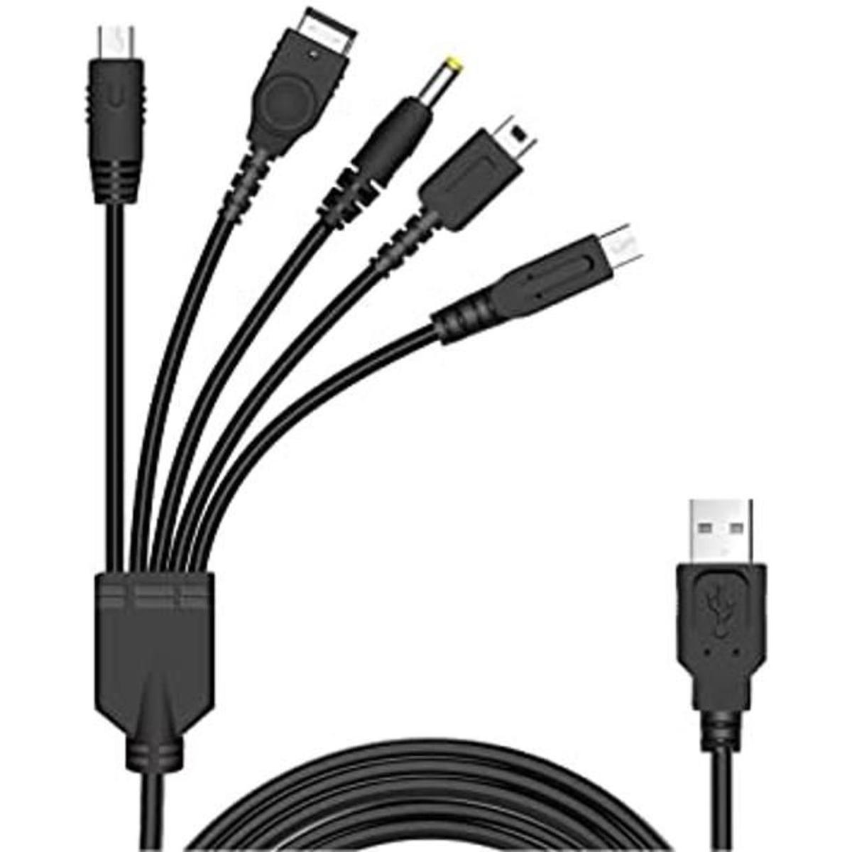 Cable cargador USB 5 en 1 para Nintendo DS LiteWii UNew