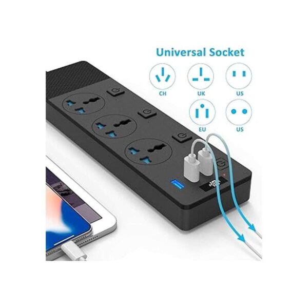 Regleta de alimentación con puertos USB cable de_2