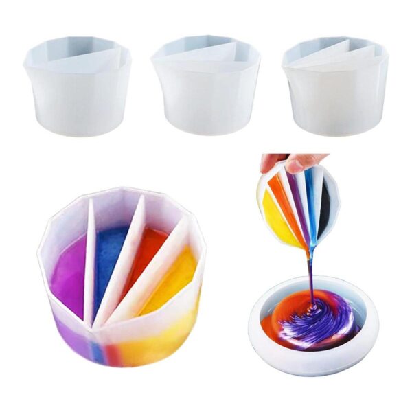 Taza dividida de resina de pintura de silicona 4 piezas