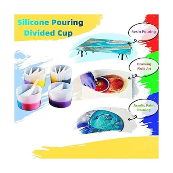 Taza dividida de resina de pintura de silicona 4 piezas