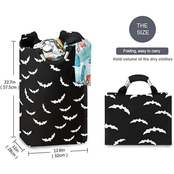 Bats Canasta de lavandería gótica de Halloween plegable