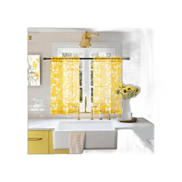Cortinas amarillas de primavera para ventana de baño 2_1