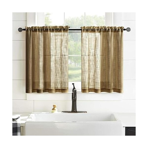 Cortinas de cocina marrones para ventanas juego de 2_5