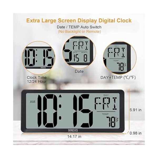 XREXS Reloj de pared digital grande despertadores a pilas