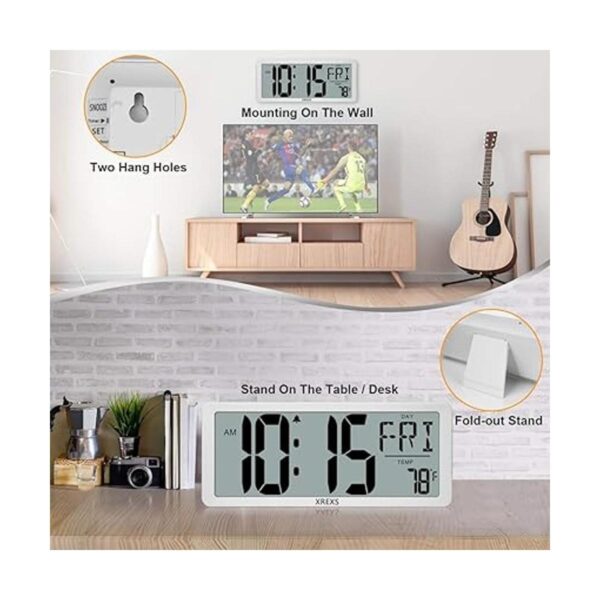 XREXS Reloj de pared digital grande despertadores_2
