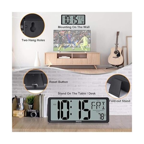 XREXS Reloj de pared digital grande despertadores a pilas