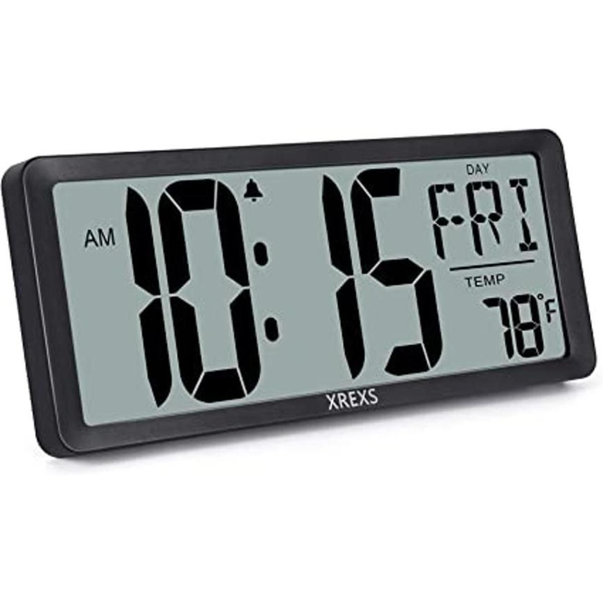 XREXS Reloj de pared digital grande despertadores a pilas