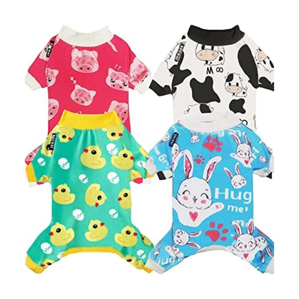 XPUDAC Pijamas de 4 piezas para perros pequeños ropa de