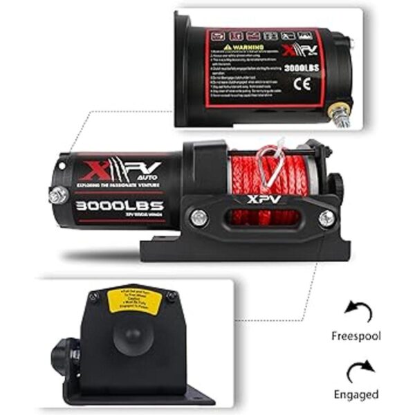 XPV AUTO Cabrestante eléctrico de 3000 libras y 12 V CC