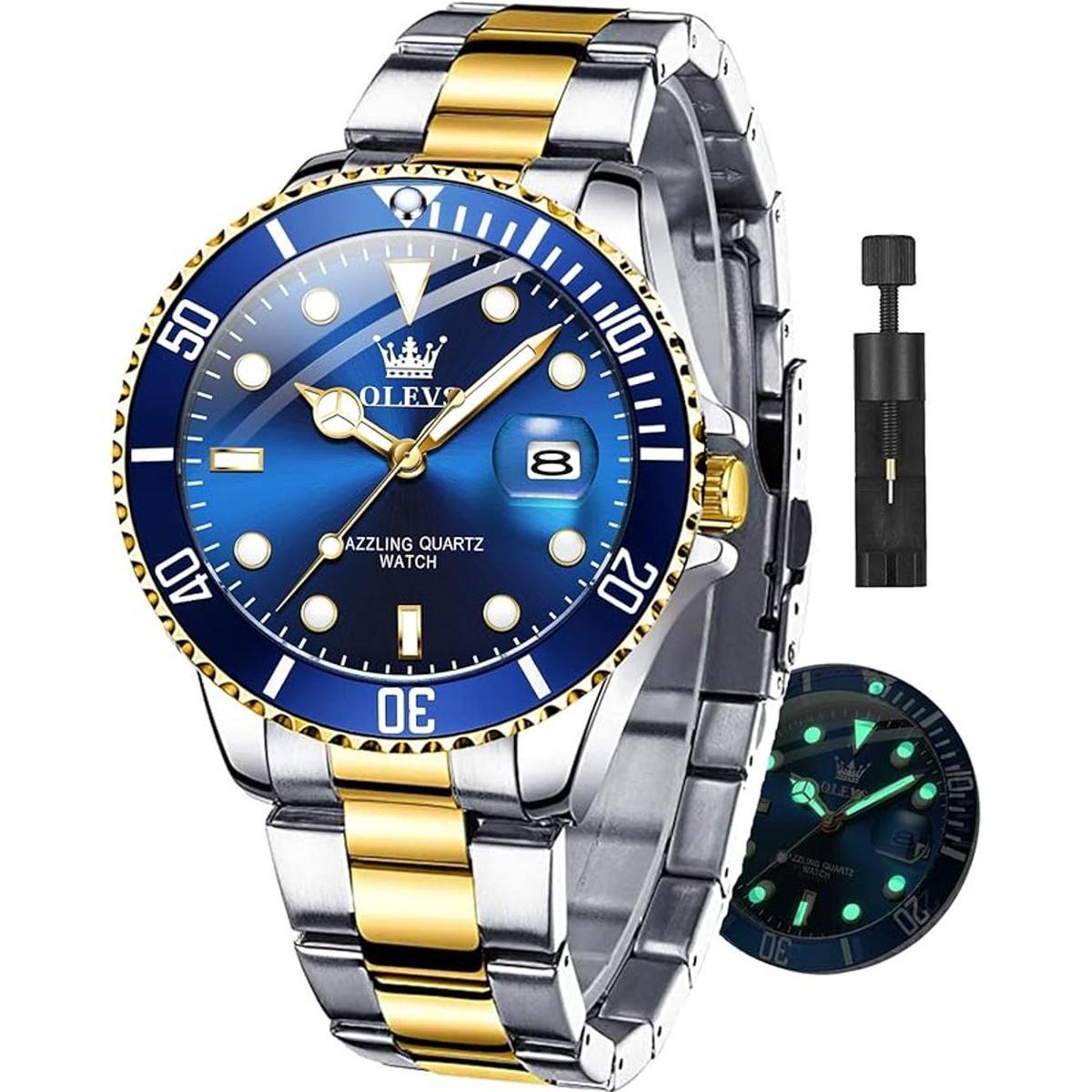 OLEVS Relojes para hombres con fecha de lujo cara