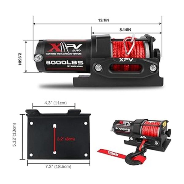 XPV AUTO Cabrestante eléctrico de 3000 libras y 12 V CC