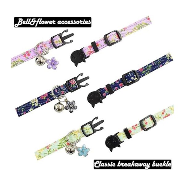 3 collares de gato con campana y accesorios patrón de