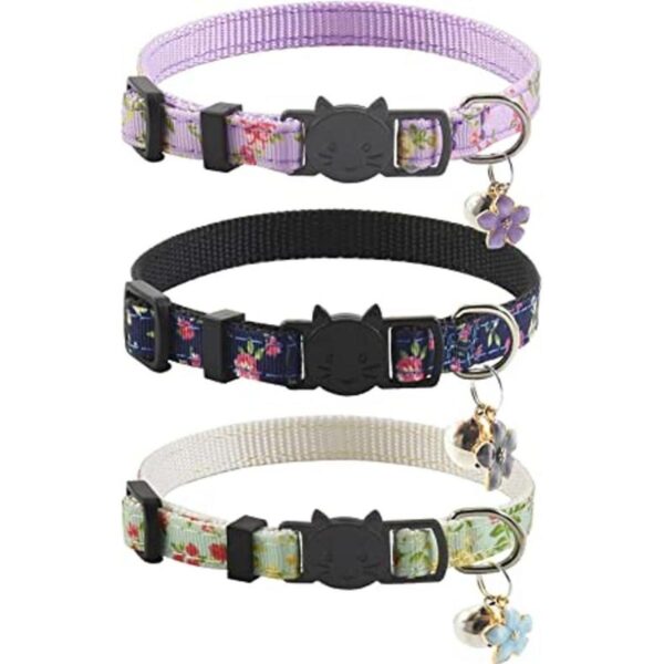 3 collares de gato con campana y accesorios patrón de