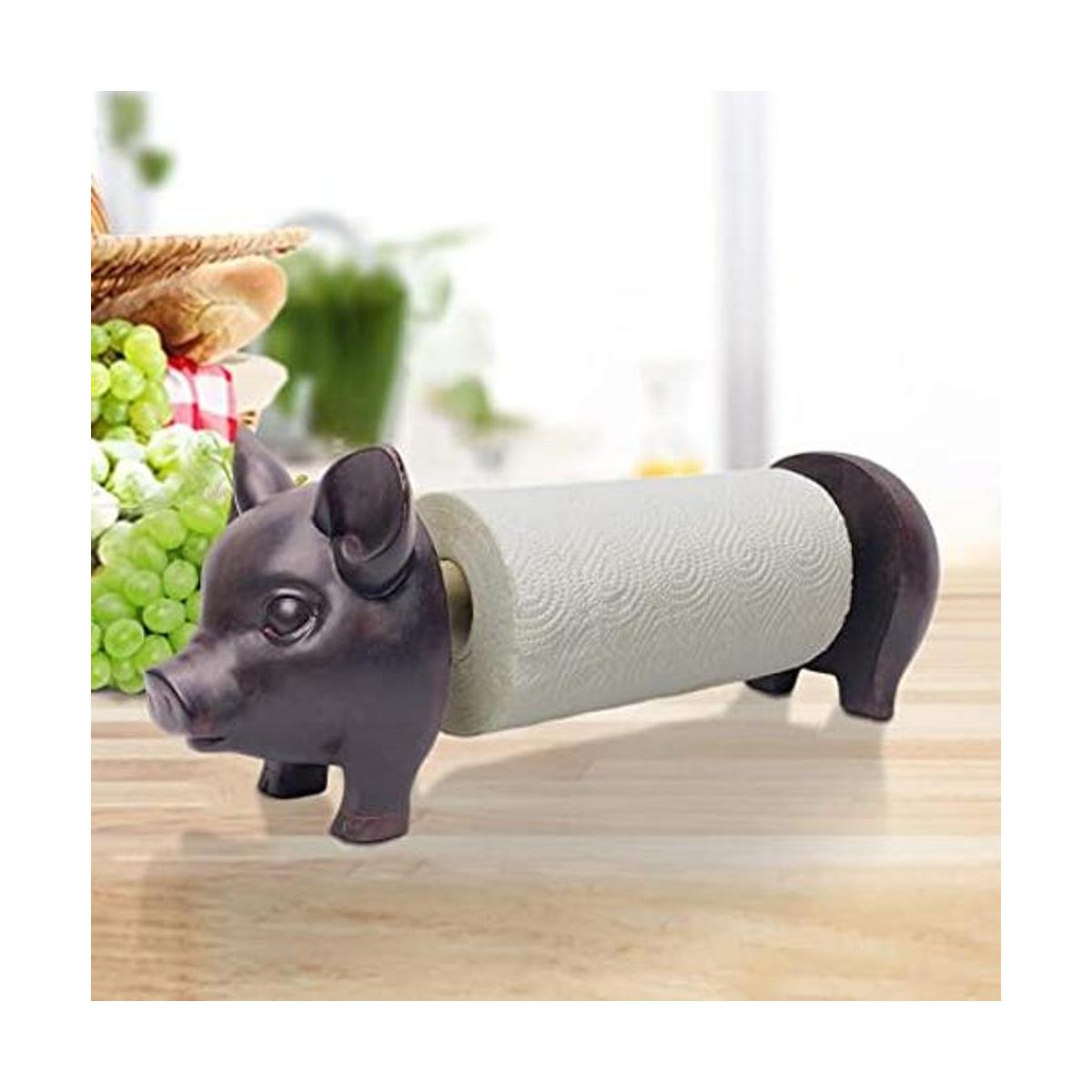 Toallero de papel de madera para encimera diseño de vacas