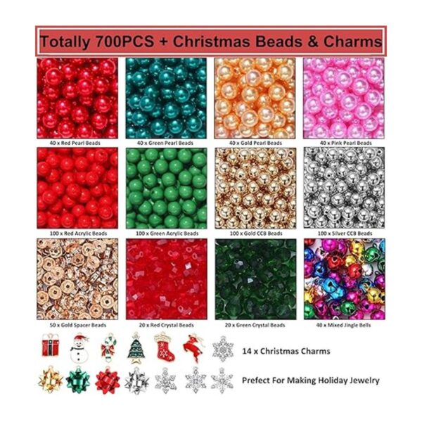 700 cuentas de Navidad para hacer joyas cuentas rojas y