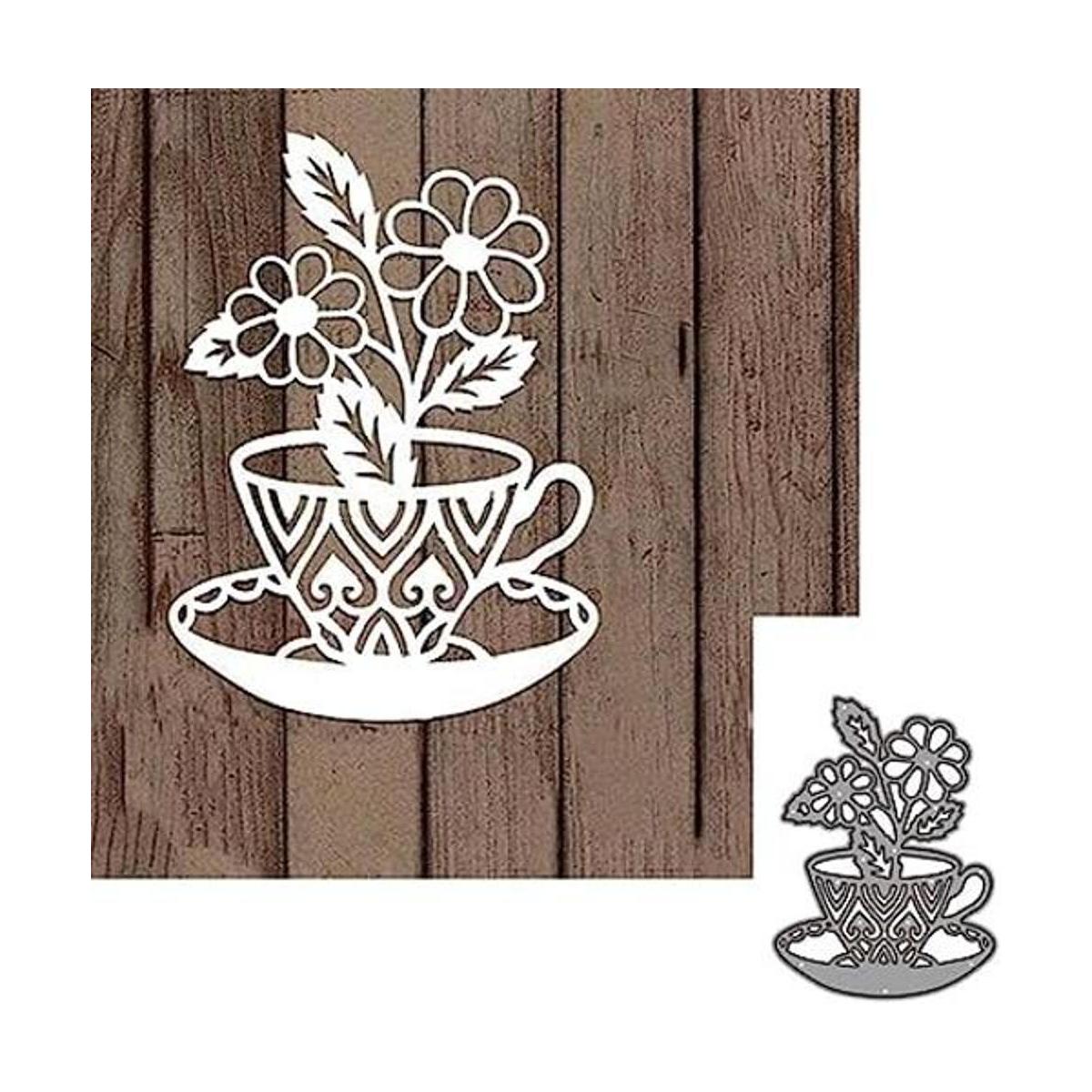 Troqueles de metal con hojas de flores de taza pétalos de