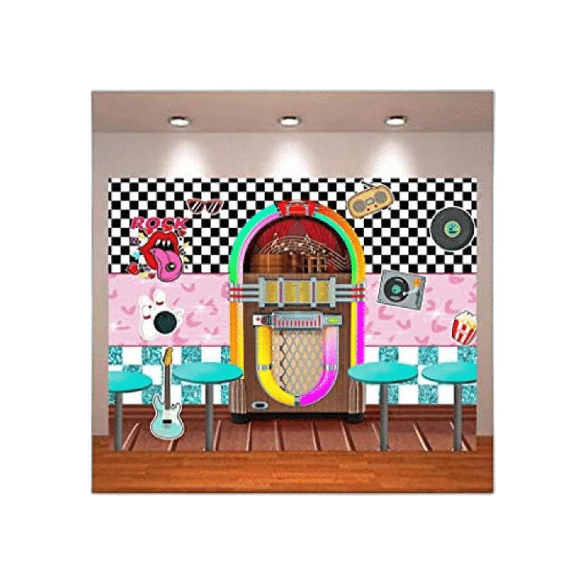 XLL Rock Roll Party Back to 50s Sock Hop Fondo de