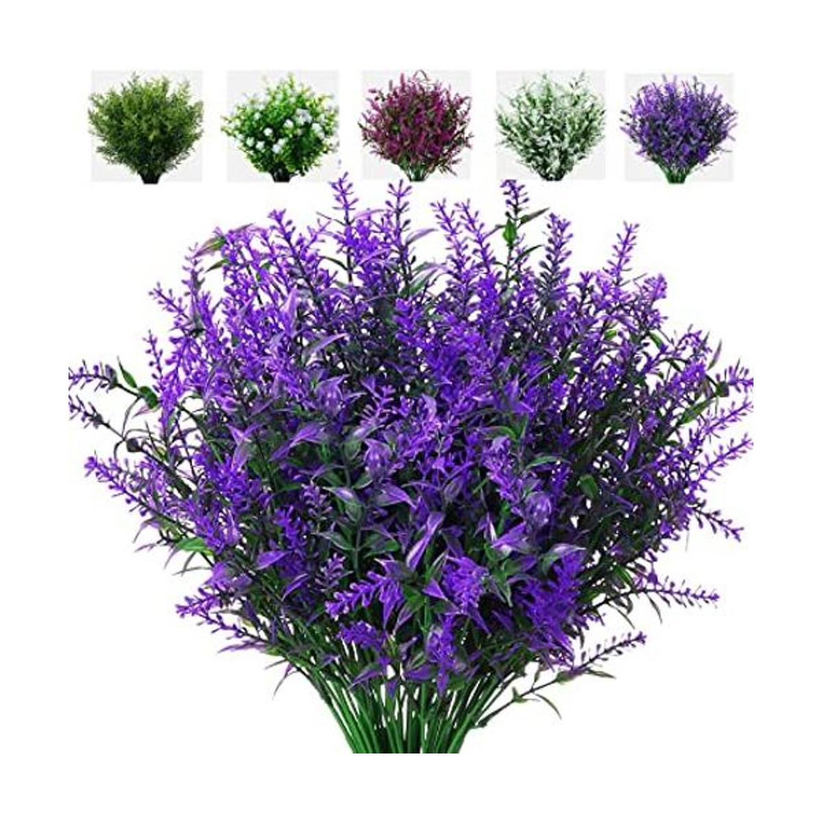 Paquete de 8 plantas artificiales flores hierba