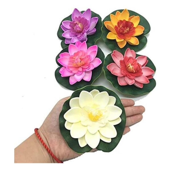 XIZHI 5 unidades de flores de loto artificiales flotantes_2