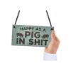 Feliz Como Un Cerdo en SHT placa para colgar en la pared