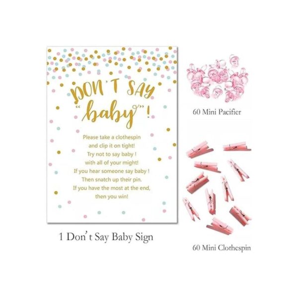 Dont Say Baby Shower Pinza para ropa para niña incluye