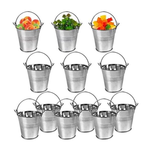 Paquete de 12 mini cubos de metal cubos de hojalata de_1