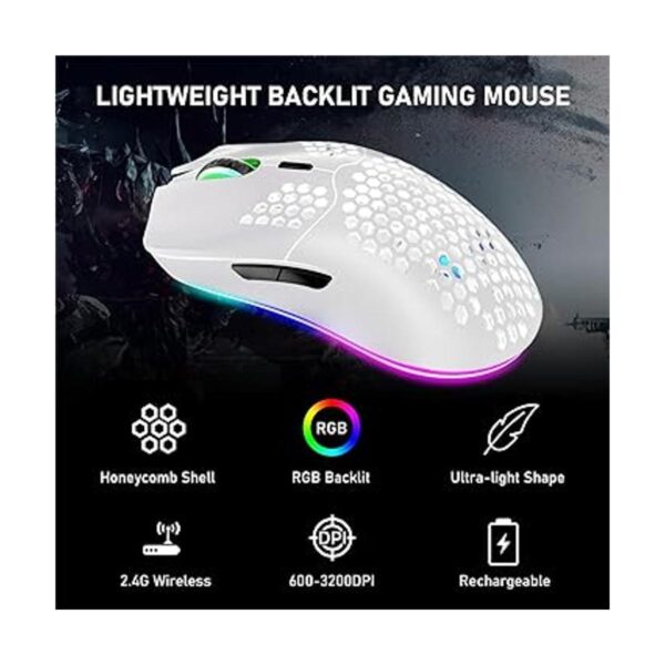 Mouse inalámbrico para juegos con diseño de panal ligero