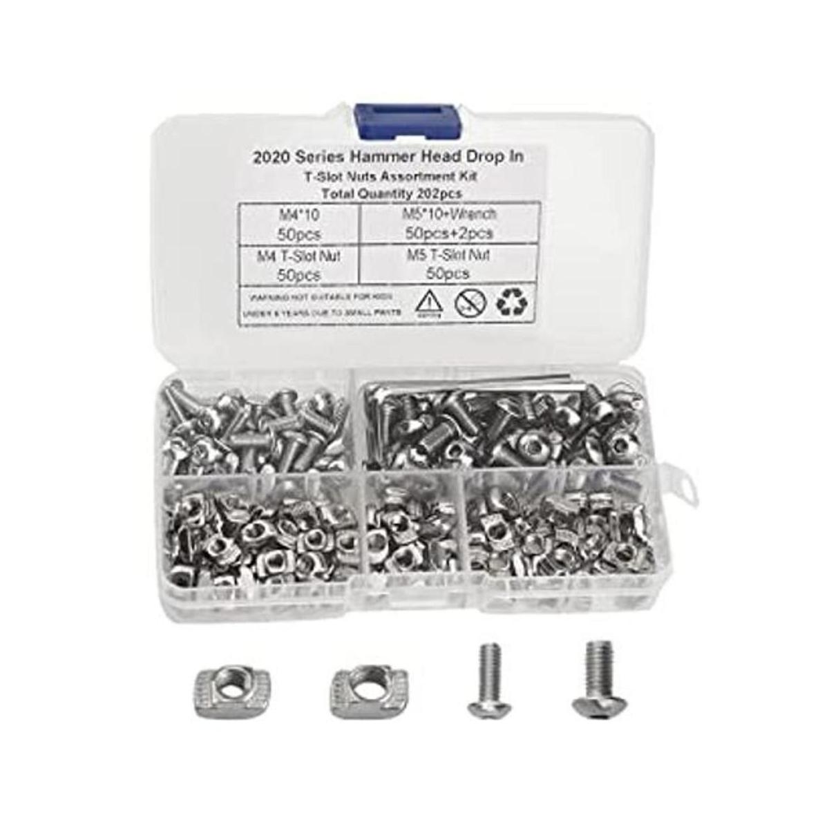 XINGYHENG Juego de 200 tuercas M4 M5 T Tuercas Martillo