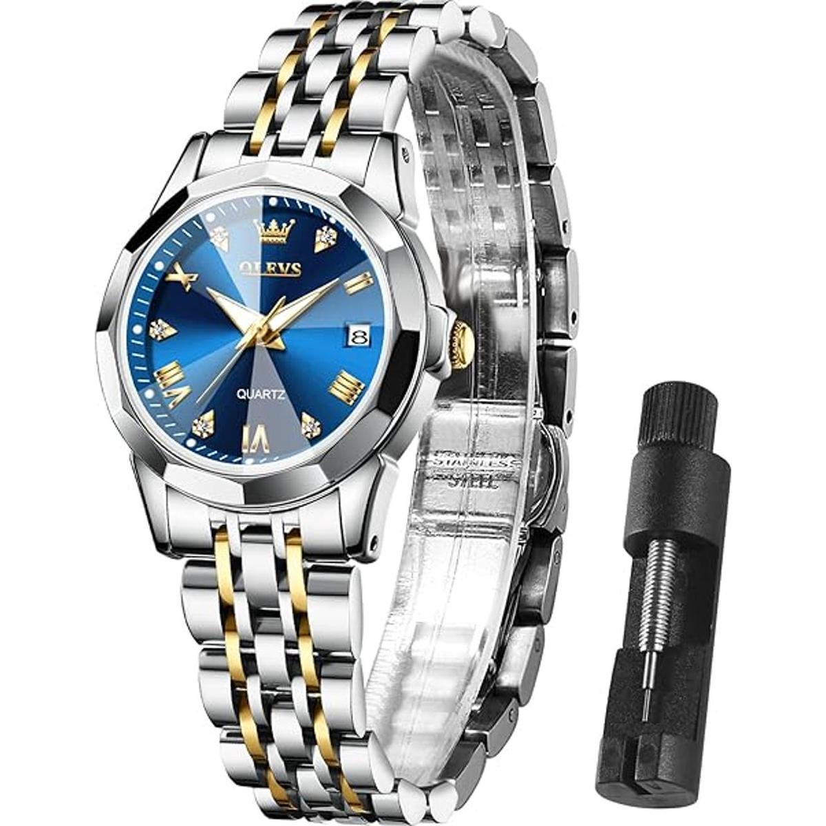 OLEVS Women Watch Sliver Gold Stainless Steel Band Small