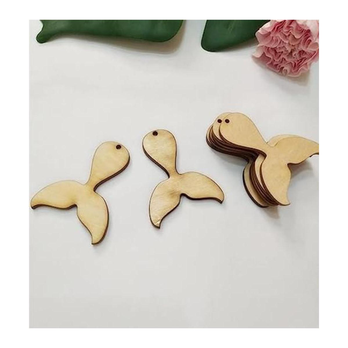 30 pendientes de madera en blanco forma de cola de sirena