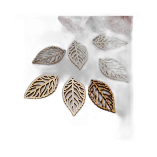 30 pendientes en blanco con corte de hoja de madera