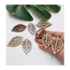 30 pendientes en blanco con corte de hoja de madera