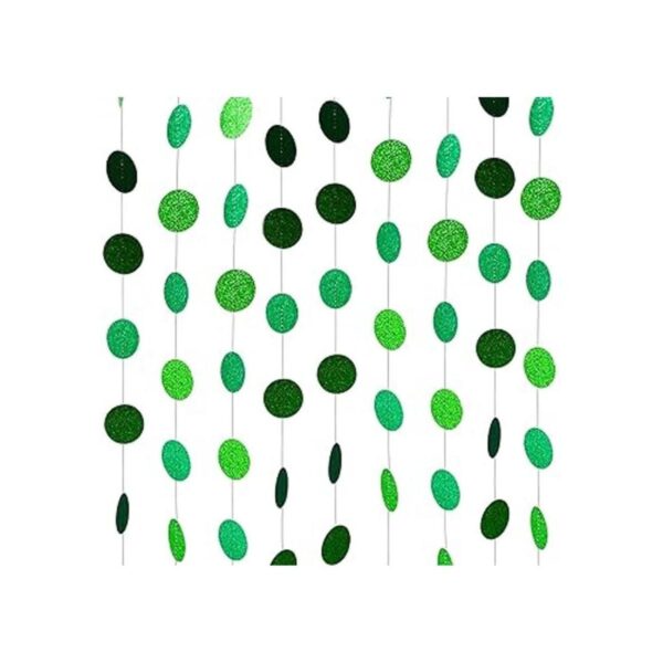 XIANMU Guirnalda de papel verde con purpurina para_2
