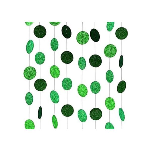 XIANMU Guirnalda de papel verde con purpurina para_1