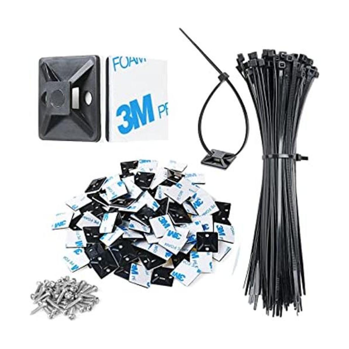 XHF Soportes de sujeción de cable negro autoadhesivo de
