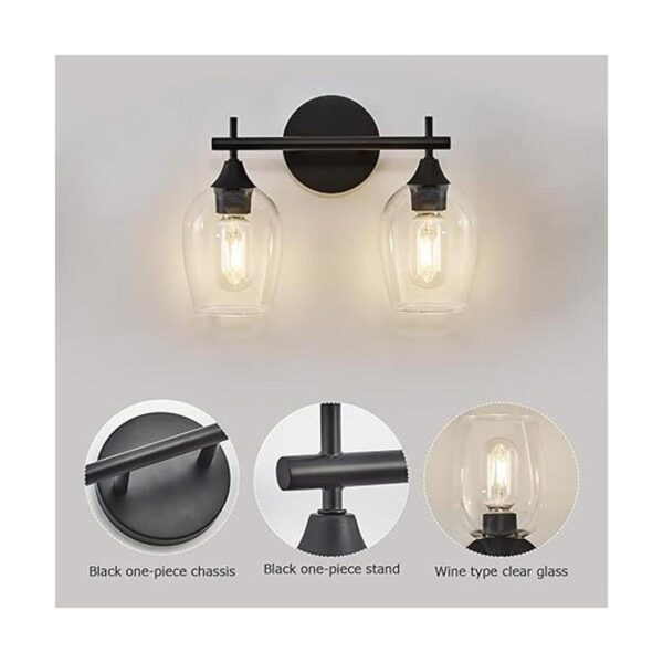 Luces de tocador negras para baño 2 luces de granja con_3