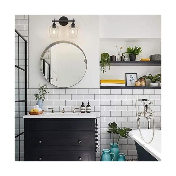 Luces de tocador negras para baño 2 luces de granja con_2