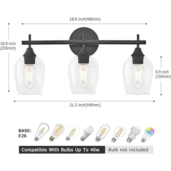 Accesorio de iluminación de baño negro de 3 luces luz de_3