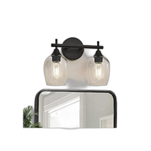 Luces de tocador negras para baño 2 luces de granja con_1