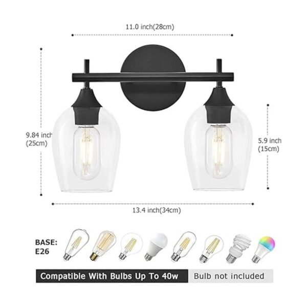 Luces de tocador negras para baño 2 luces de granja con_4