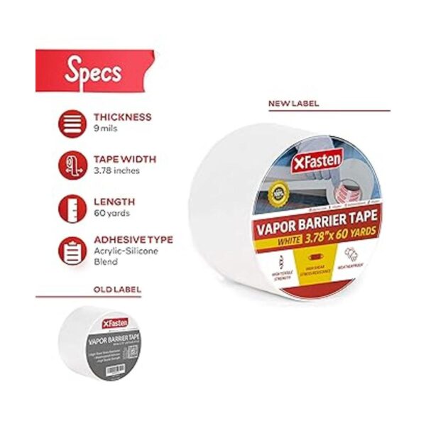 XFasten Cinta de barrera de vapor blanca 9 mil 3.78_2