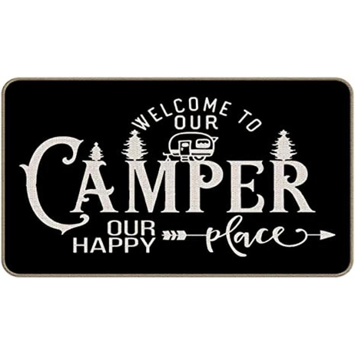 Welcome to Our Camper Our Happy Place Felpudo decorativo