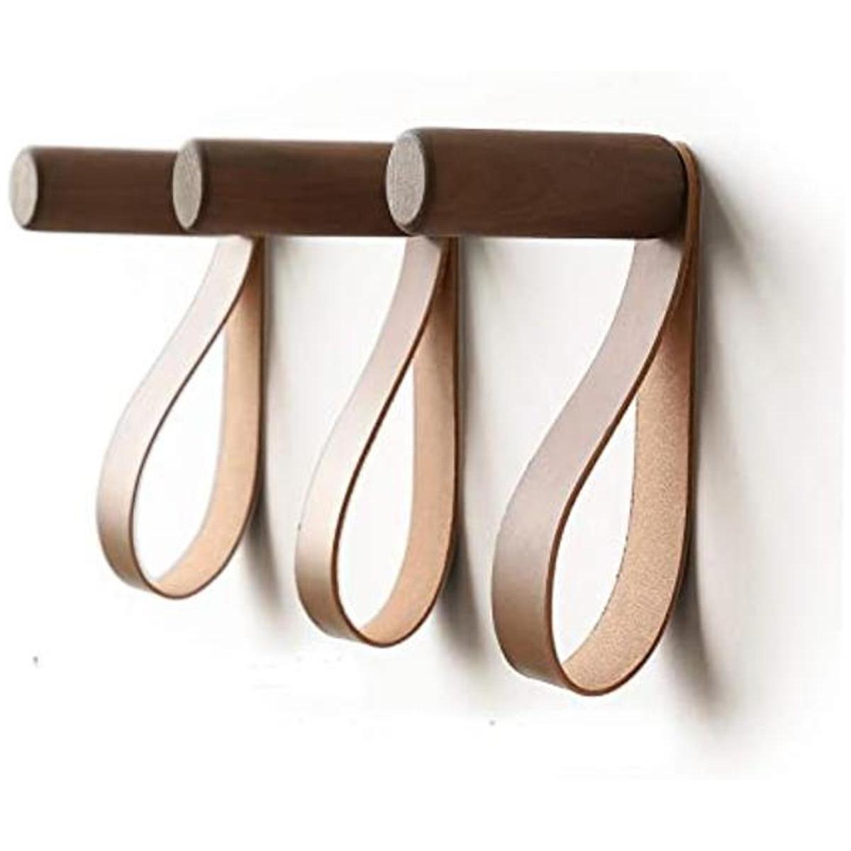 XAOMLP Ganchos de madera con cuero para colgar