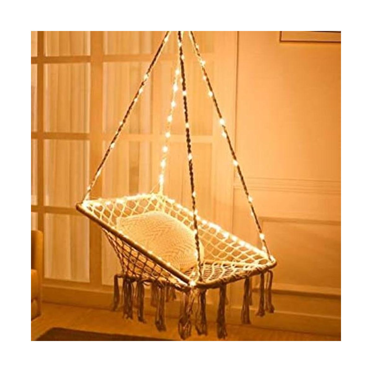 Xcosrack Hamaca con luces forma cuadrada de algodón para