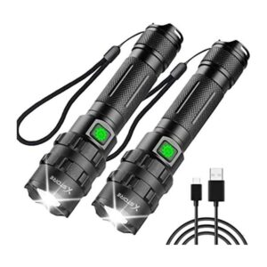 Paquete de 2 linternas LED brillantes XHP50 USB potentes_1
