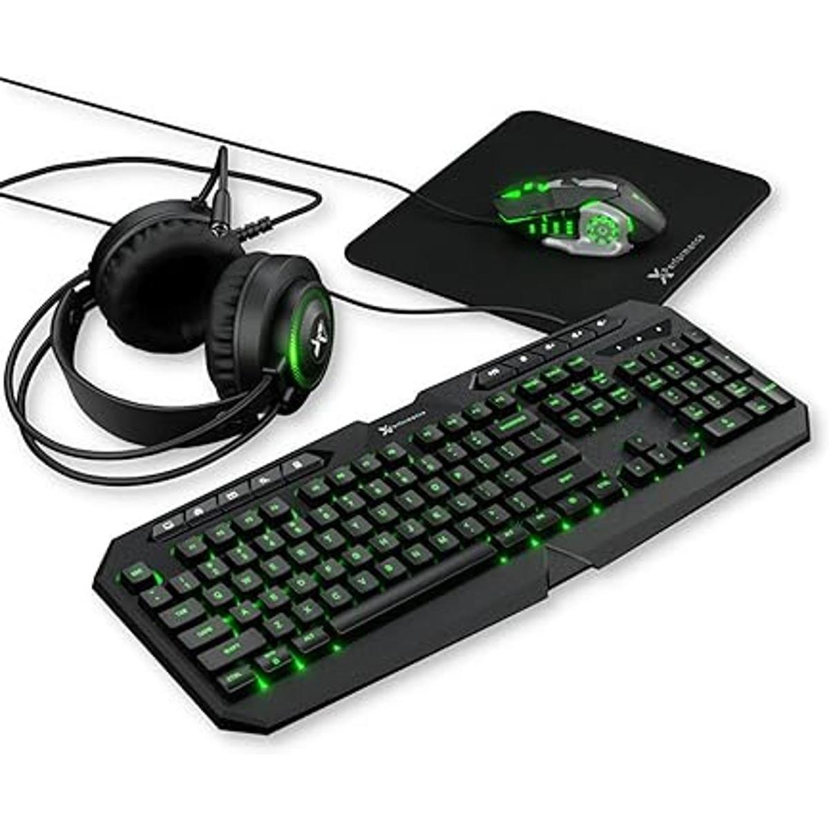 Teclado y mouse para juegos auriculares y mouse pad