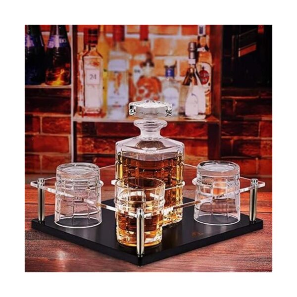 Juego de 4 decantadores de whisky con vasos vasos de